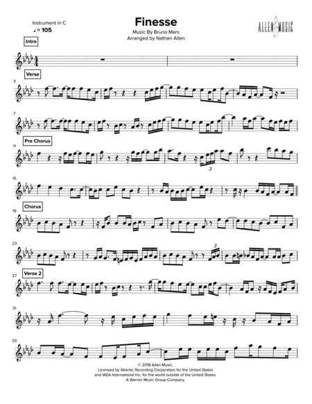 Finesse Allen Music C Instruments Sheet Music