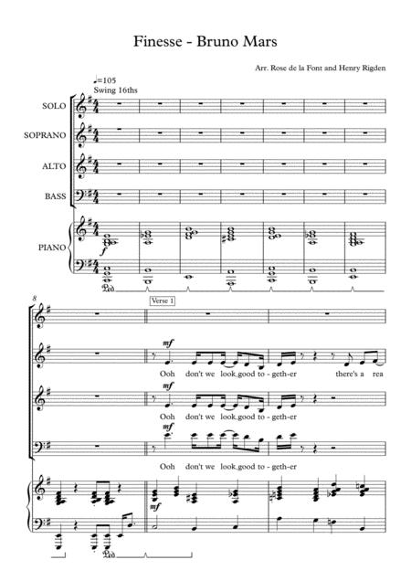 Free Sheet Music Finesse By Bruno Mars