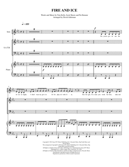 Free Sheet Music Fire And Ice