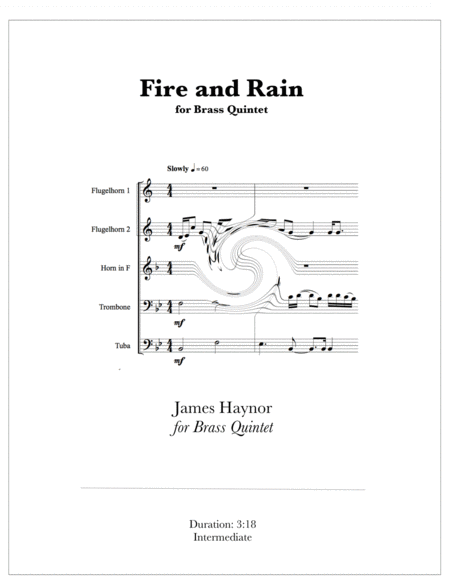 Free Sheet Music Fire And Rain For Brass Quintet