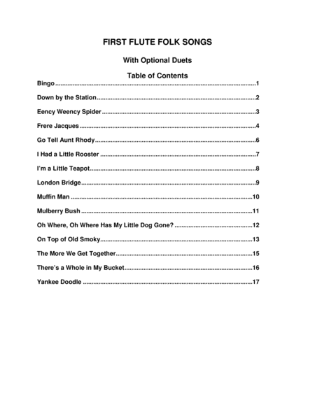 First Flute Folk Songs With Optional Duets Sheet Music