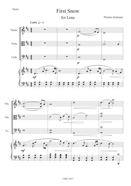 Free Sheet Music First Snow For Lena