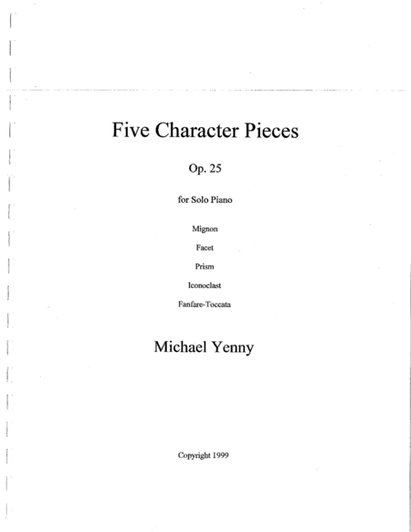 Five Character Pieces Op 25 Sheet Music