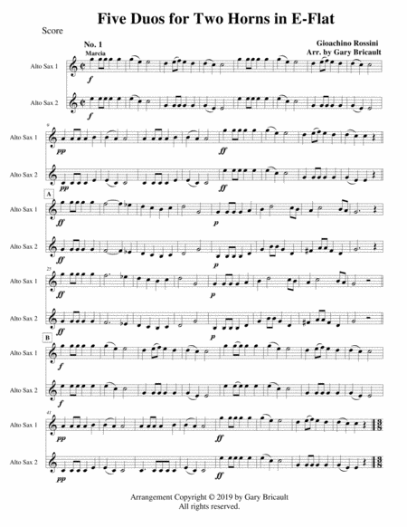 Five Duos For Two Horns In E Flat Sheet Music