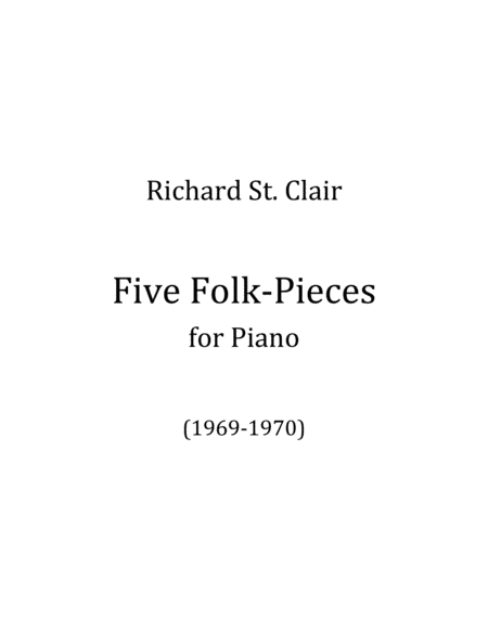 Five Folk Pieces For Solo Piano 1969 70 Sheet Music