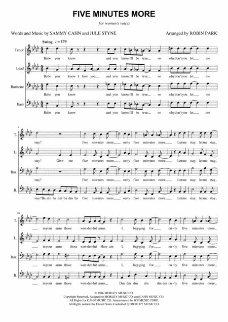 Five Minutes More F Chorus Pricing Sheet Music