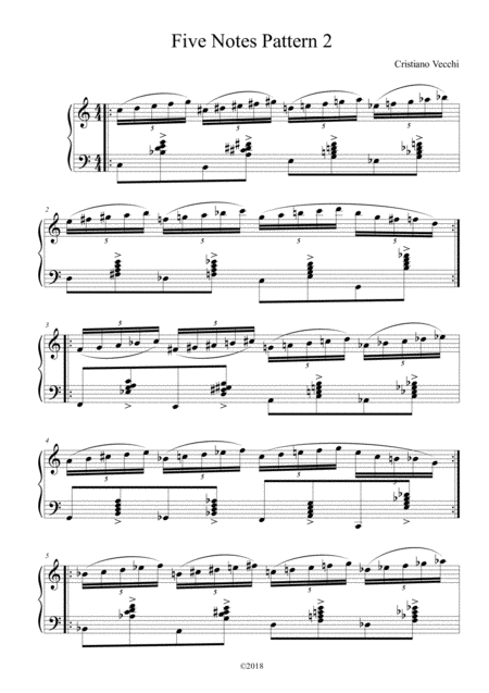 Free Sheet Music Five Notes Pattern 2