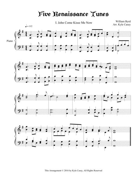 Free Sheet Music Five Renaissance Songs For Intermediate Piano