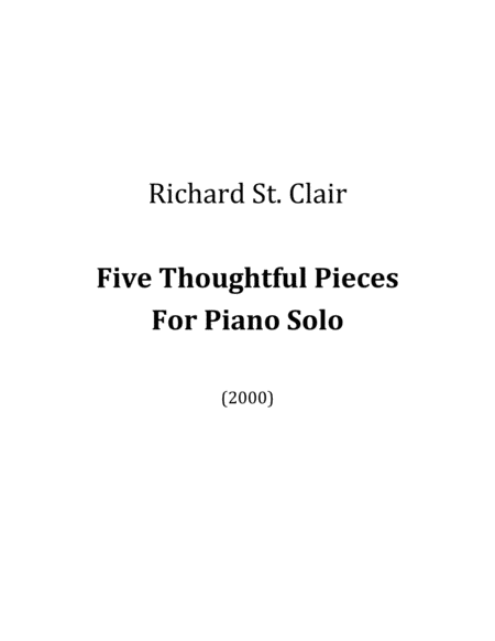 Five Thoughtful Pieces For Solo Piano 2000 Sheet Music