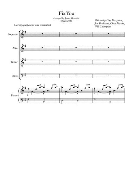 Free Sheet Music Fix You Lovely Satb Piano