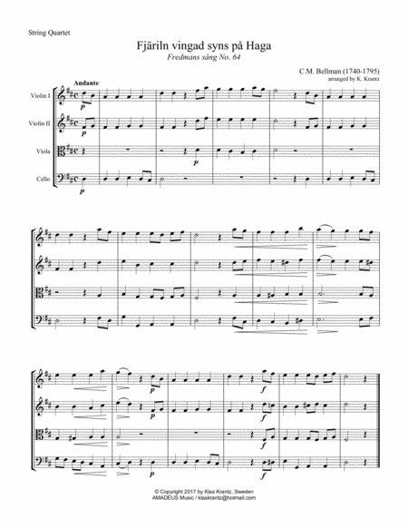 Free Sheet Music Fjriln Vingad Syns P Haga For String Quartet