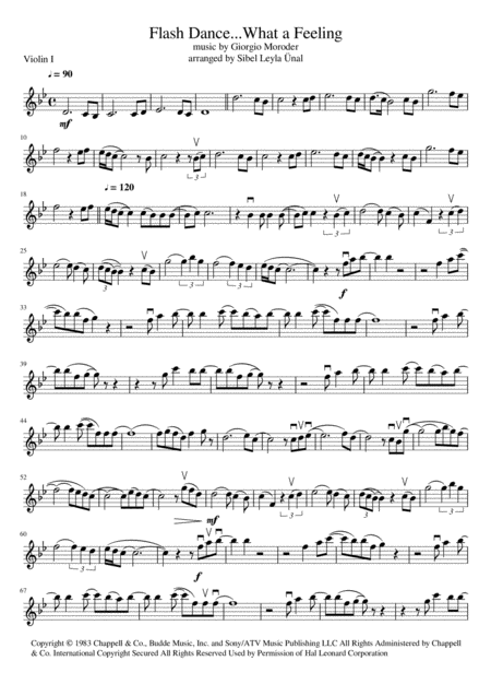 Free Sheet Music Flashdance What A Feeling For String Quartet