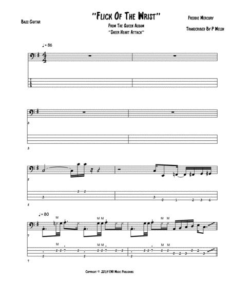 Flick Of The Wrist Bass Guitar Tab Sheet Music