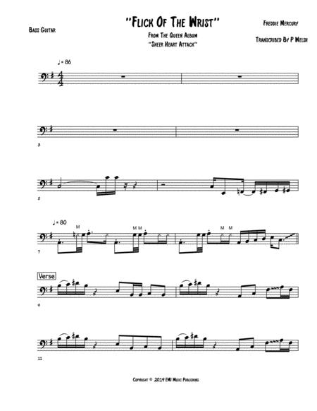 Free Sheet Music Flick Of The Wrist Bass Guitar