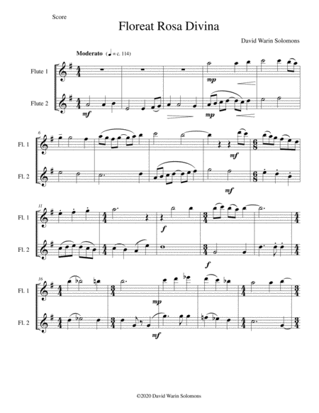 Floreat Rosa Divina For Flute Duo Sheet Music