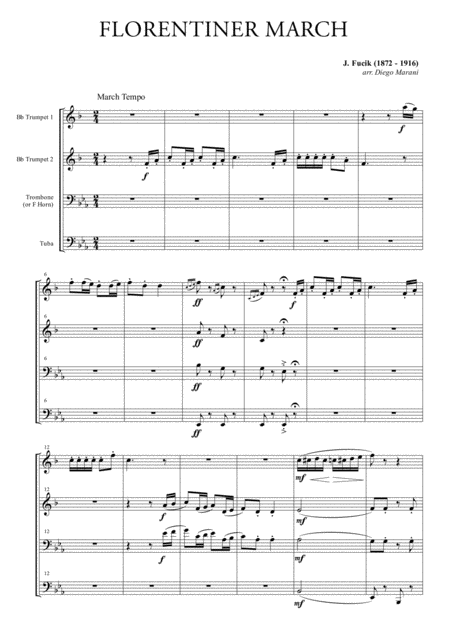 Florentiner March For Brass Quartet Sheet Music