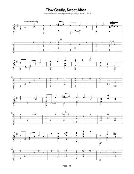 Free Sheet Music Flow Gently Sweet Afton Open G Fingerstyle Guitar