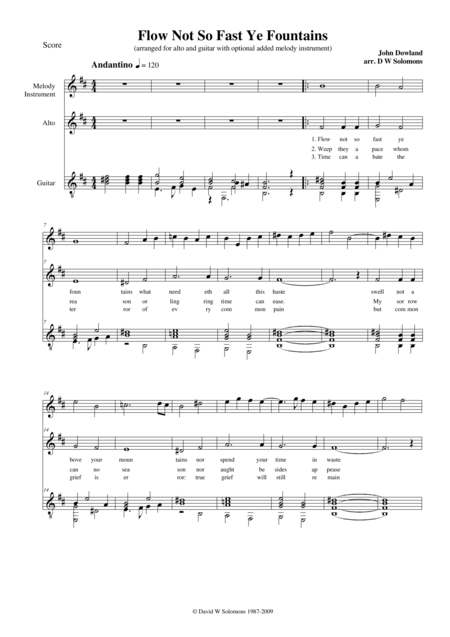 Free Sheet Music Flow Not So Fast Ye Fountains For Low Voice Guitar And Added Melody Instrument