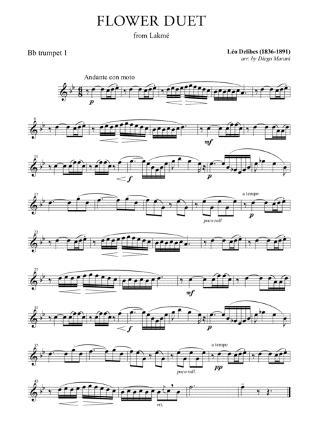 Flower Duet For Brass Quartet Sheet Music