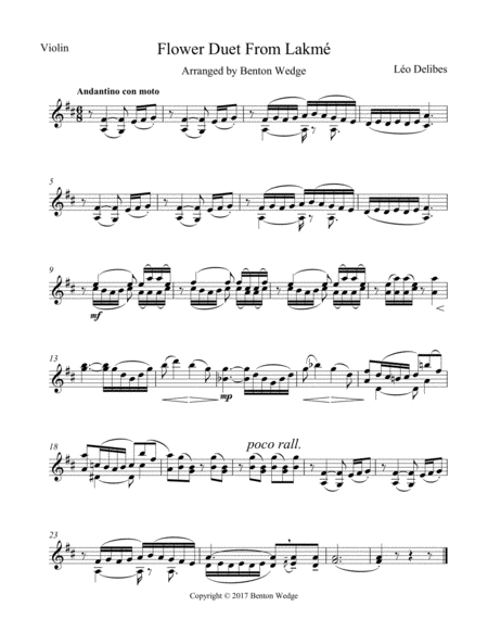 Flower Duet For Violin And Cello Sheet Music