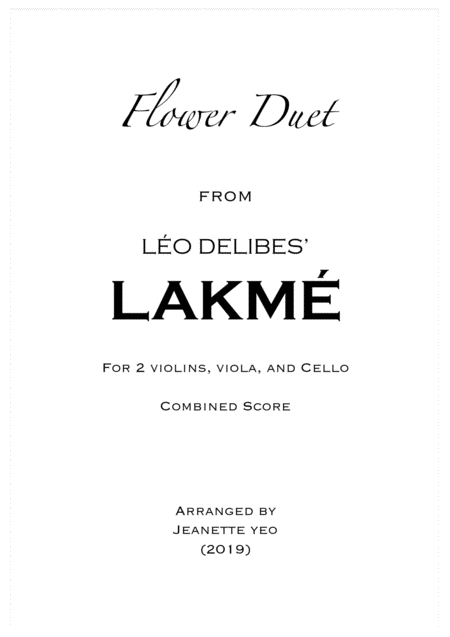 Free Sheet Music Flower Duet From Lakme For String Ensemble Conductors Score