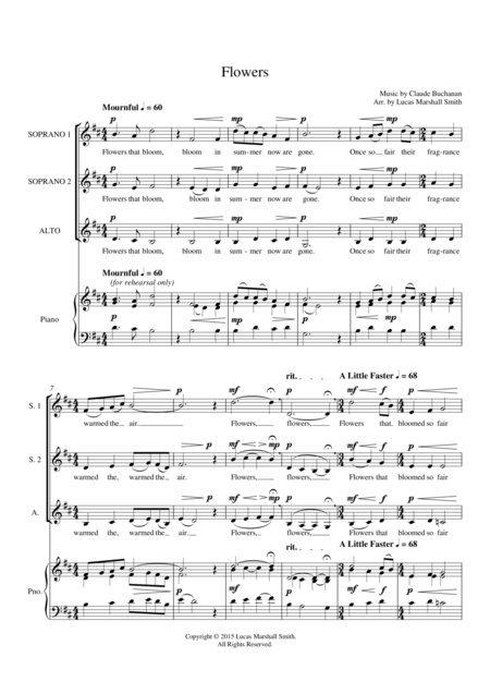 Flowers For Ssa Choir Sheet Music