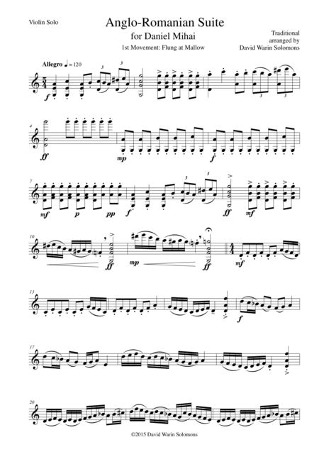 Flung At Mallow From Anglo Romanian Suite For Solo Violin Sheet Music