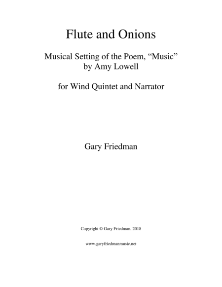 Flute And Onions For Wind Quintet And Narrator Sheet Music