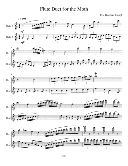Free Sheet Music Flute Duet For The Moth