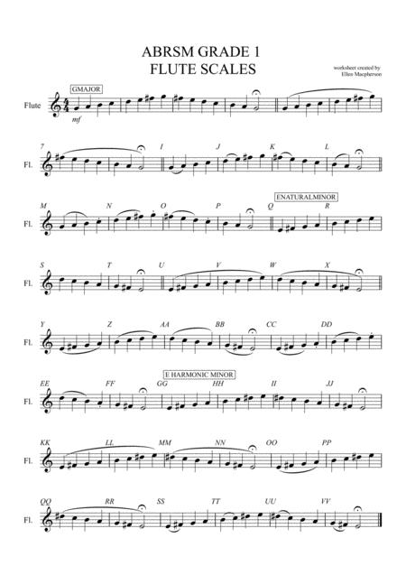 Flute Grade 1 Scales Sheet Music