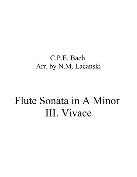 Flute Sonata In A Minor Iii Vivace Sheet Music