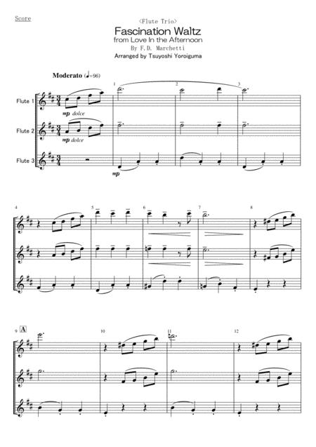 Flute Trio Fascination Waltz From Love In The Afternoon Sheet Music