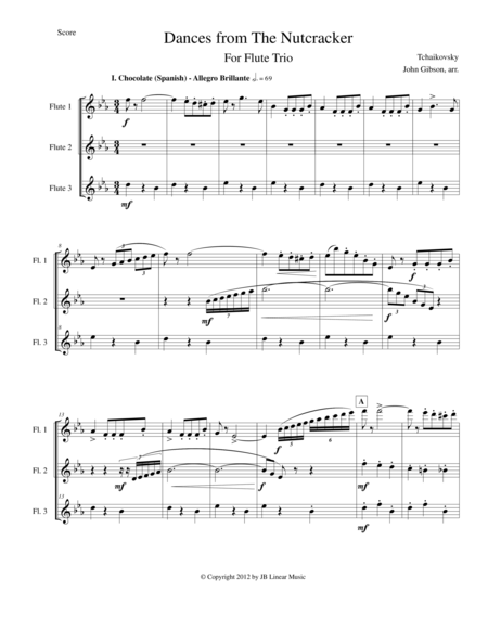 Free Sheet Music Flute Trio Four Dances From The Nutcracker