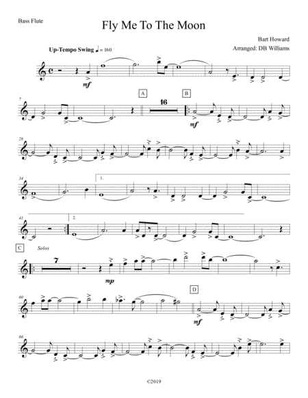 Free Sheet Music Fly Me To The Moon Bass Flute