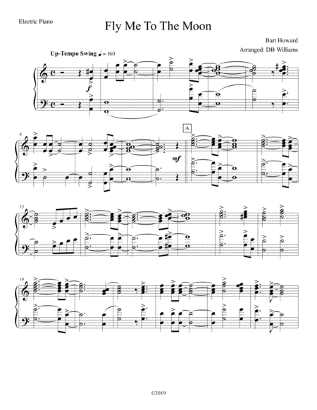 Free Sheet Music Fly Me To The Moon Electric Piano