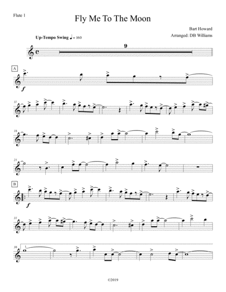 Free Sheet Music Fly Me To The Moon Flute 1