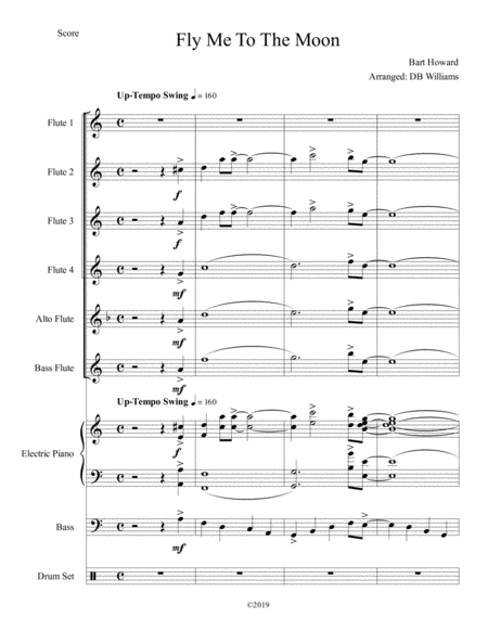 Free Sheet Music Fly Me To The Moon Flute Choir