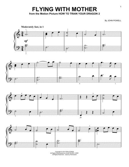 Free Sheet Music Flying With Mother From How To Train Your Dragon 2