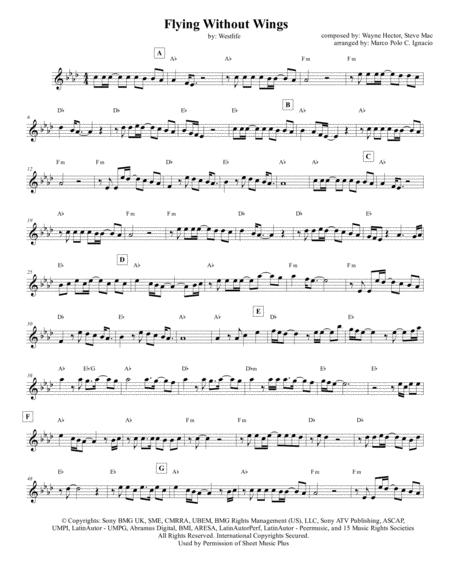 Flying Without Wings Lead Sheet Westlife Sheet Music