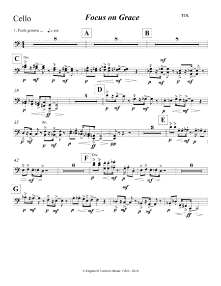 Focus On Grace A Concerto For Jazz Saxophone And Orchestra 2010 Cello Part Sheet Music