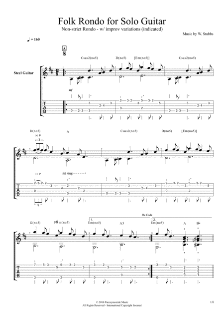 Folk Rondo For Solo Guitar Sheet Music