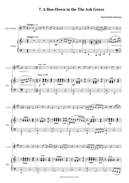 Folk Song Snapshots No 7 A Hoe Down In The Ash Grove For Alto Clarinet And Piano Sheet Music