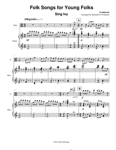 Free Sheet Music Folk Songs For Young Folks Vol 1 Viola And Piano