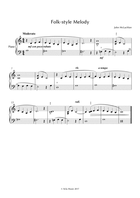 Folk Style Melody Sheet Music