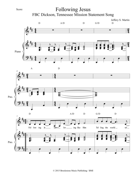 Following Jesus Sheet Music