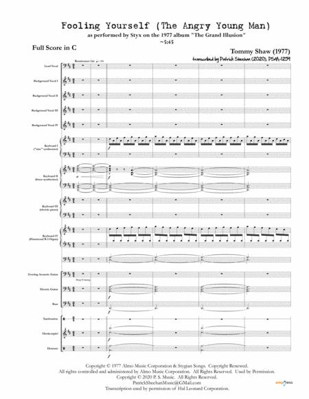 Fooling Yourself Styx Full Score Set Of Parts Sheet Music