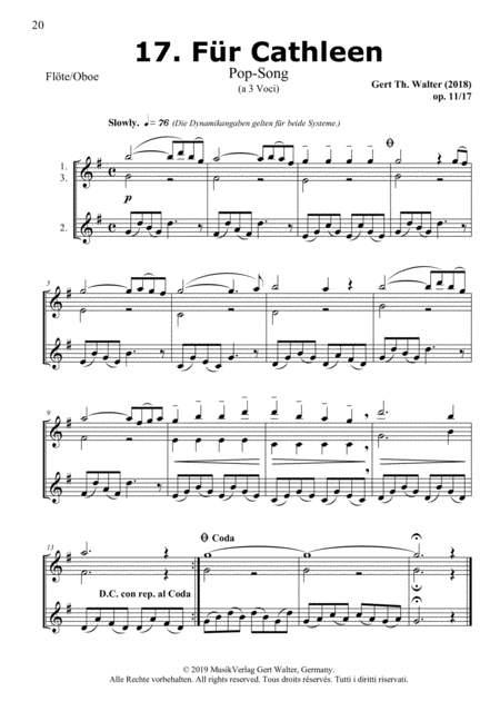 Free Sheet Music For Cathleen From Woodwind Pop Romanticists
