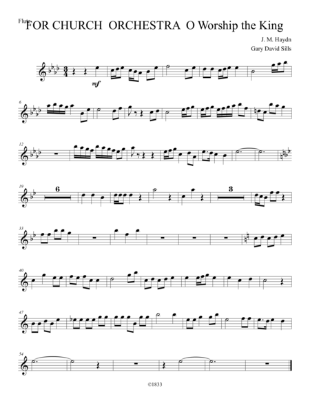 Free Sheet Music For Church Orchestra O Worship The King Flute 1