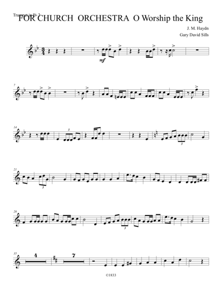 Free Sheet Music For Church Orchestra O Worship The King Trumpet 2