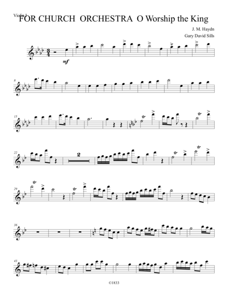 Free Sheet Music For Church Orchestra O Worship The King Violin I